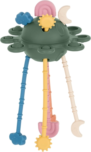 Petite&Mars silikónová senzorická hračka Crazy planet misty green 10m+