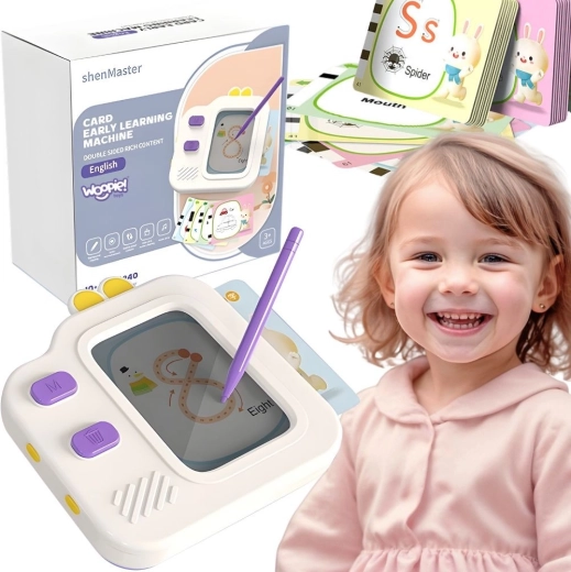 Woopie detský LCD zmizík a čítačka vzdelávacích kariet 2v1, 120 kariet