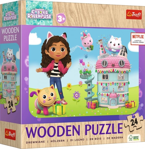 Drevené puzzle Veselá Gabby a priatelia 24 dielikov