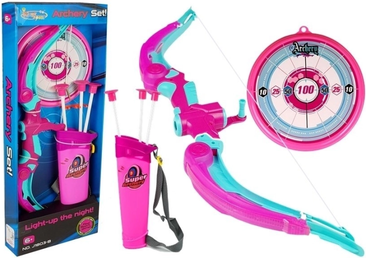 Luk so štítom + 3 šípy s prísavkou ružový