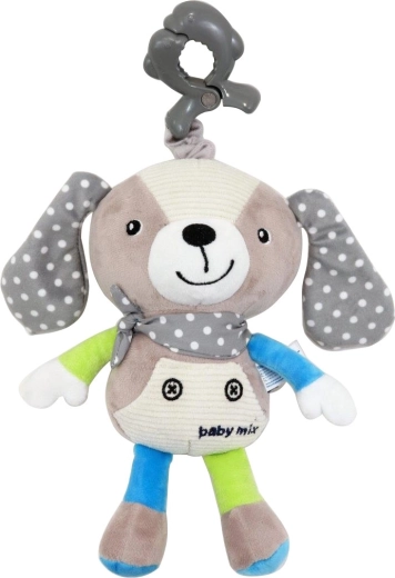 Detská plyšová hračka s hracím strojčekom a klipom BABY MIX – psík, béžový
