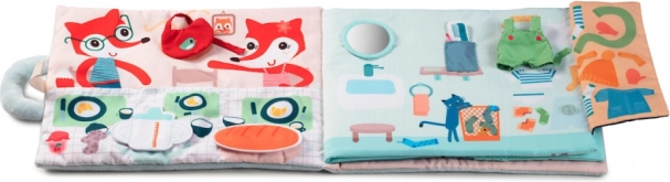 textilná didaktická knižka s líškou Alice – dobré ráno