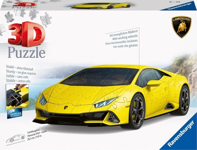 3D puzzle model Lamborghini Huracán Evo žlté od Ravensburger