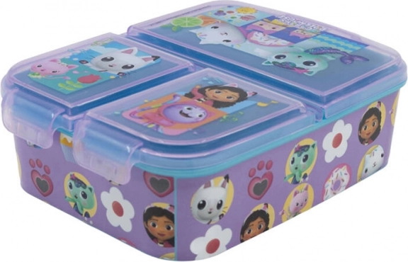 Obedový box fialový Gabby's Dollhouse s 3 priehradkami