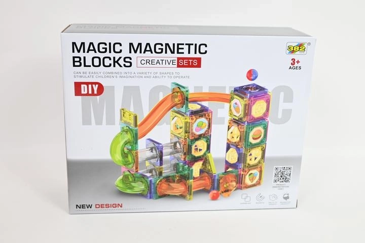 Magnetická stavebnica – guľôčková dráha 94 dielov
