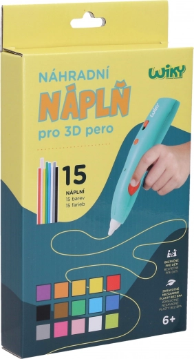 Náhradné náplne do 3D pera WIKY – sada 15 farieb (3 m)