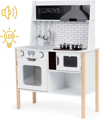 Drevená detská kuchynka so svetlami a zvukmi ECOTOYS