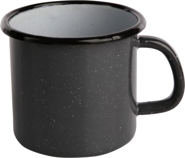 Smaltovaný hrnček sivý s bodkovaným dekorom 0,45 l