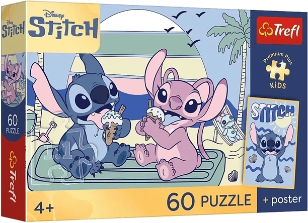 Puzzle Premium Plus Kids zábava so Stitchom 60 dielikov