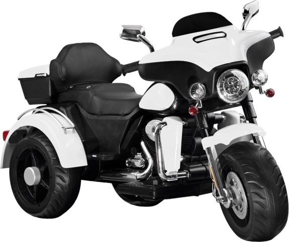 Detská elektrická motorka chopper s 2 motormi, kufrom a svetlami