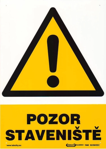 Bezpečnostná tabuľka Pozor stavenisko A4 plast