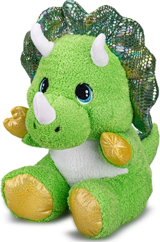 Plyšový sediaci triceratops zelený 16,5 cm