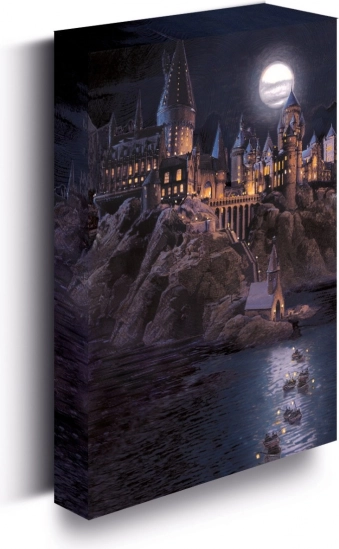 Svietiaci LED obraz Harry Potter – hrad Rokfort 30 × 40 cm