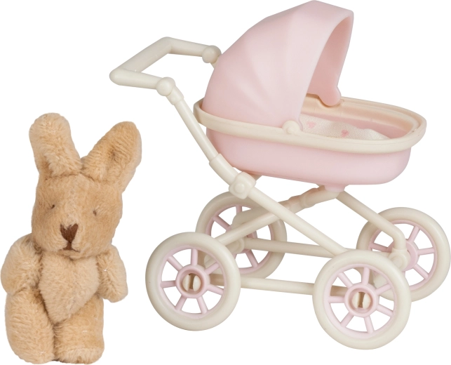 Lundby kočík s plyšovým zajačikom do domčeka pre bábiky