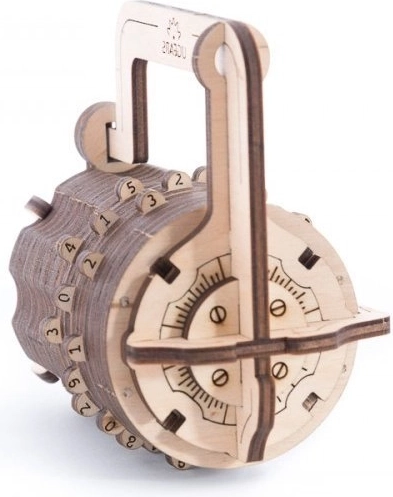 Ugears 3D puzzle číselný zámok – mechanická skladačka z dreva