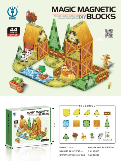 Magnetická stavebnica farma 44 dielikov