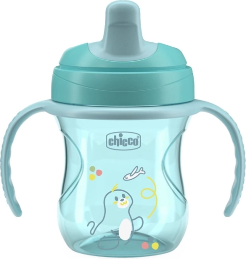 Chicco tréningový hrnček s držadlami teal 200 ml, 6 m+