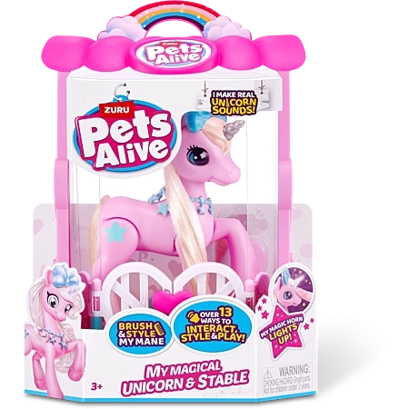 Interaktívny jednorožec Pets Alive so stajňou