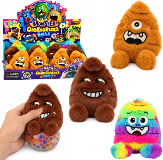 Plyšová mačkacia príšerka monster s trblietkami 8 cm - 1 kus