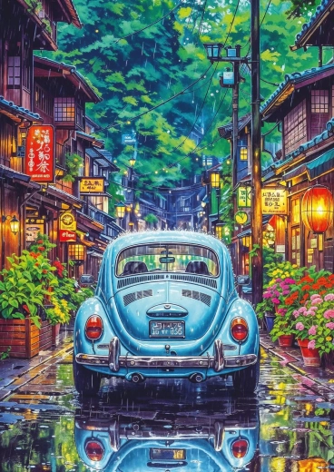 Puzzle Tokio v daždi 500 dielikov