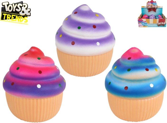 Toys&Trends Mega Squeeze Cupcake – antistresová mačkacia a naťahovacia hračka 13 cm (6 ks, mix farieb)