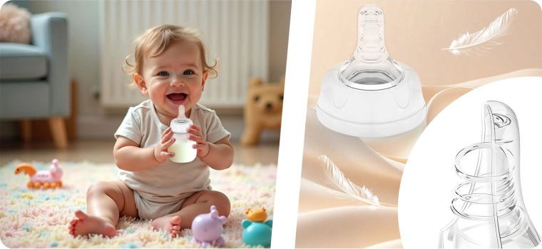 Dynamický silikónový cumlík pre prirodzené sanie