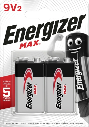 Energizer Max alkalická 9V batéria, 2 ks