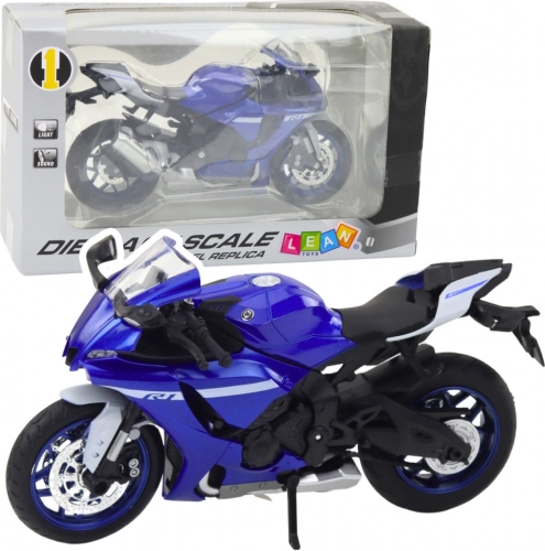 Kovový športový motocykel modrý R1 1:12
