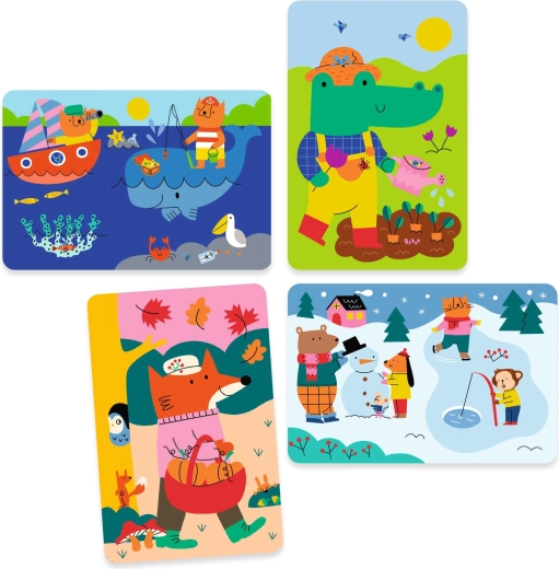 Štyri ročné obdobia v roztomilých scénach