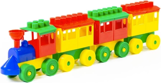 Plastový stavebnicový vláčik s 3 vagónmi