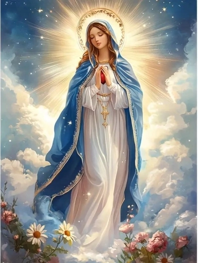 Diamantové maľovanie panna Mária v oblakoch 30 × 40 cm