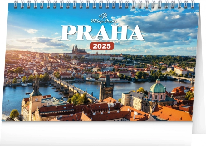 Stolový kalendár Praha – Milujem Prahu 2025, 23,1 × 14,5 cm