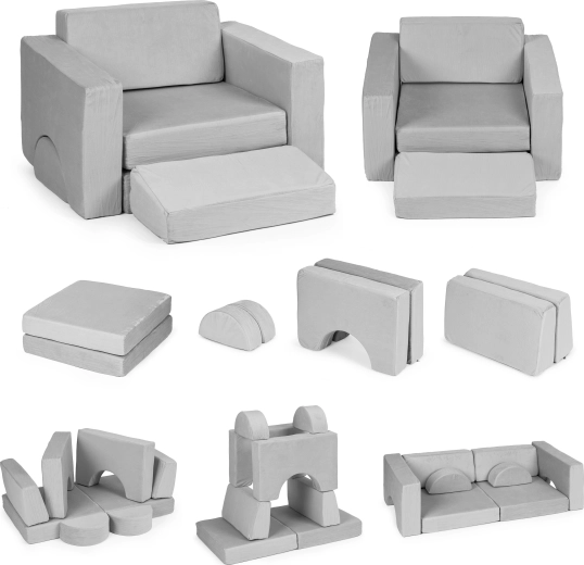 Modulárne detské kreslo 8v1 ECOTOYS – Sivá