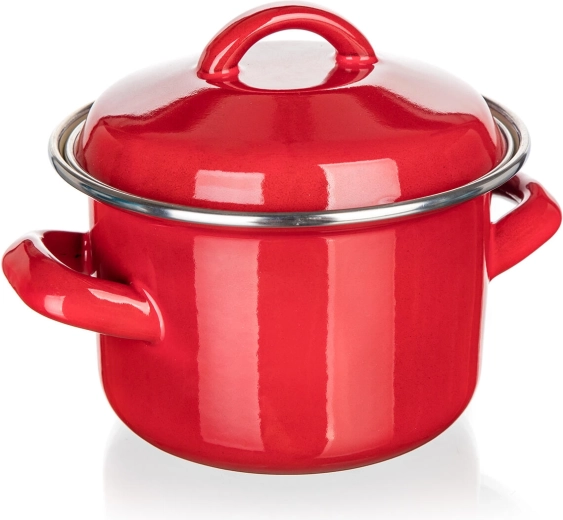 Smaltovaný hrniec s pokrievkou 12 cm 0,78 l MILTON červený