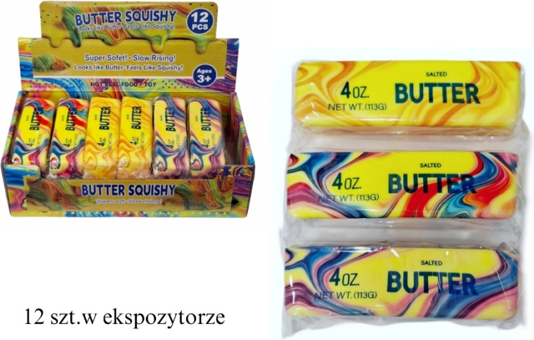 Antistresový mačkací gniotek v tvare kocky masla - 1 kus