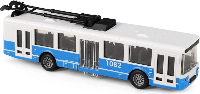 Modrý trolejbus MHD na zotrvačník 16 cm