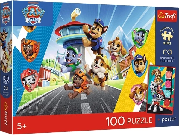 Puzzle Premium Plus Kids Labková patrola Psie dobrodružstvo 100 dielikov