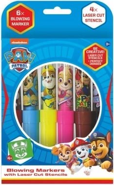 Fúkacie fixky so šablónami Paw Patrol, 6 ks, krabička 12 × 19 cm