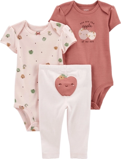 Carter's 3-dielny set pre bábätko Pink Apple – 2× body s krátkym rukávom a legíny