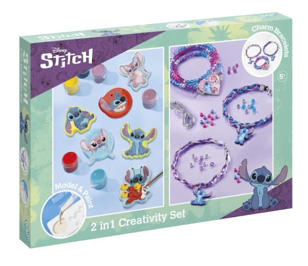 Kreatívna sada 2v1 DISNEY STITCH – výroba náramkov a maľovanie sadrových figúrok