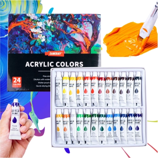 Sada akrylových umeleckých farieb 24×12 ml v tubách – bohato pigmentované