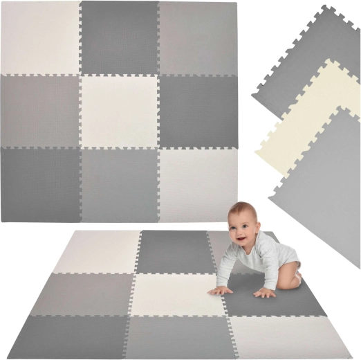 Penová puzzle podložka Humbi XXL 180 × 180 cm sivá-krémová