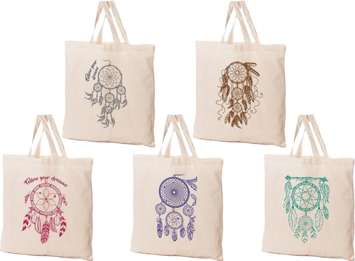 Bavlnená nákupná taška Lapač snov 42 × 42 cm, krémová