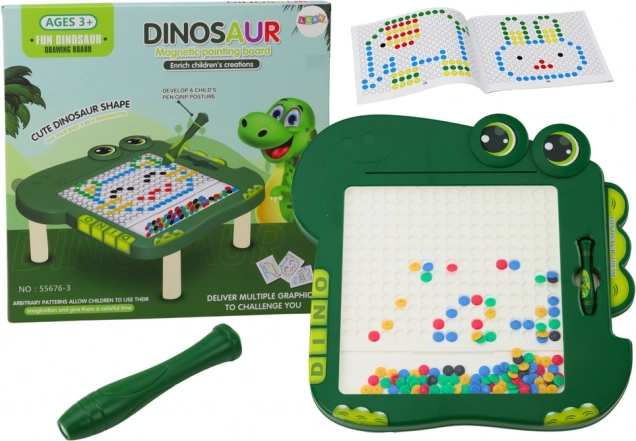 Magnetická tabuľa edukatívna Dinosaurus - Zelená s korálkami