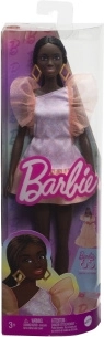 barbie modelka – bábika v ružových šatách s nadýchanými rukávmi