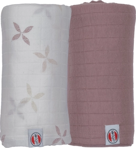 Lodger swaddler Solid matcha powder/rose 110 × 110 cm, sada 2 kusov