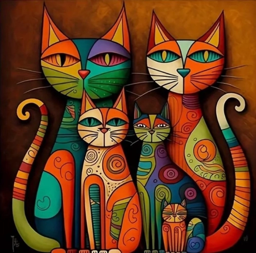 Diamantové maľovanie mačiek v modernom umení 30 × 40 cm