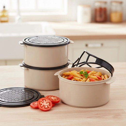 Tri samostatné nádoby na kompletný obed