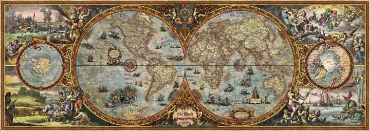 HEYE Panoramatické puzzle Mapa sveta (polgule) 6000 dielikov