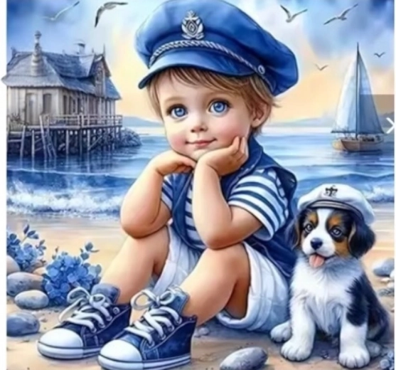 Diamantové maľovanie Malý námorník 30 × 40 cm